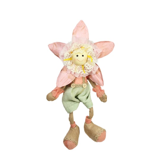 17&#x22; Pink Spring Sunflower Girl Decorative Figure